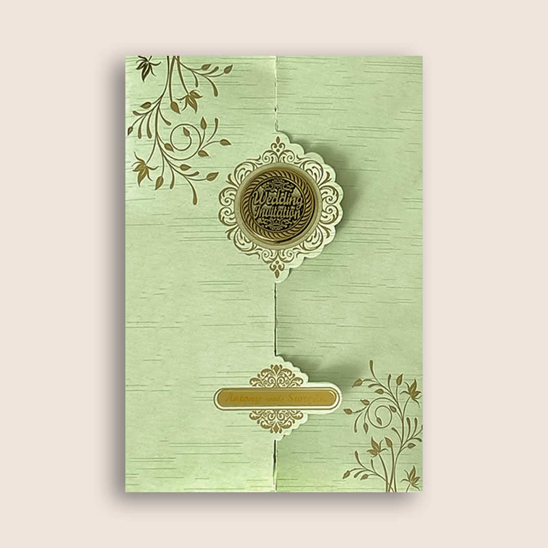 Green Floral Door Style Wedding Invitation - KNT2701GN