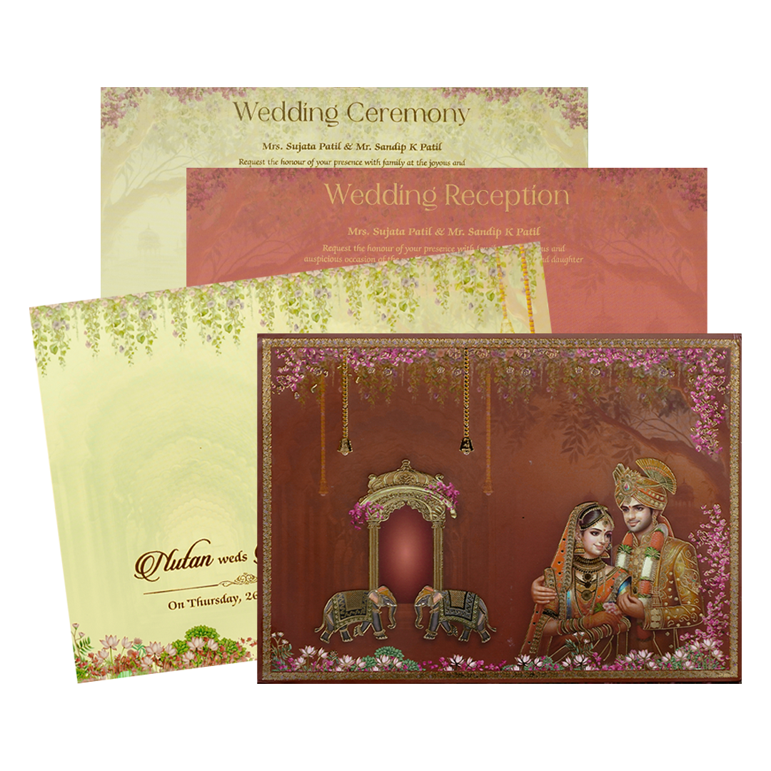 Check out Royal Indian Palace Padded Wedding Card at best price.WhatsApp Support|Express Delivery.