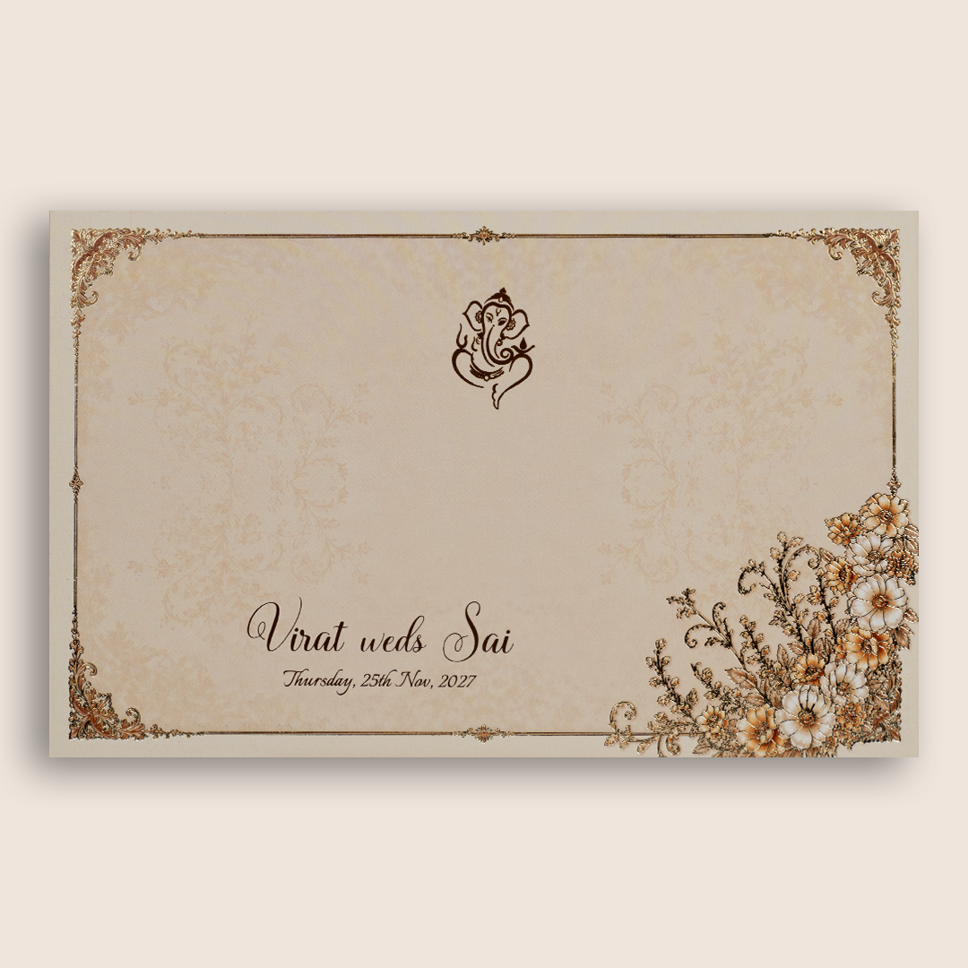 Peach Embossed Floral Invitation Card - KPR07100