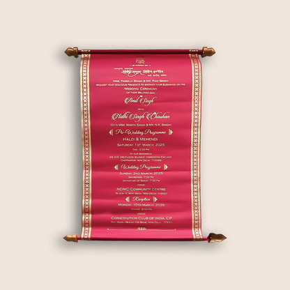 Maroon Scroll Wedding Card Box Set - KNLW202559