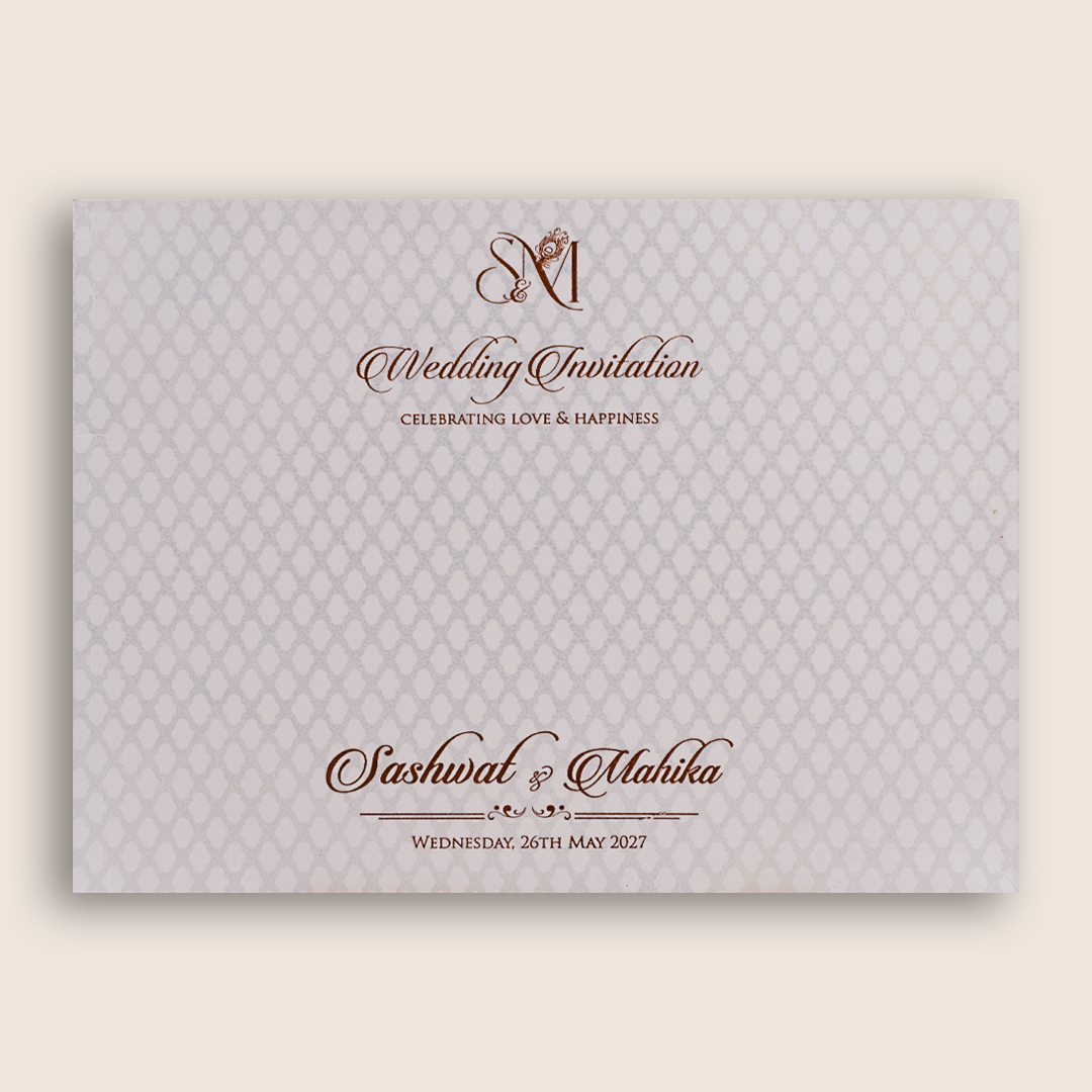 Ivory Embossed Royal Elephant Invitation Card - KRE29450