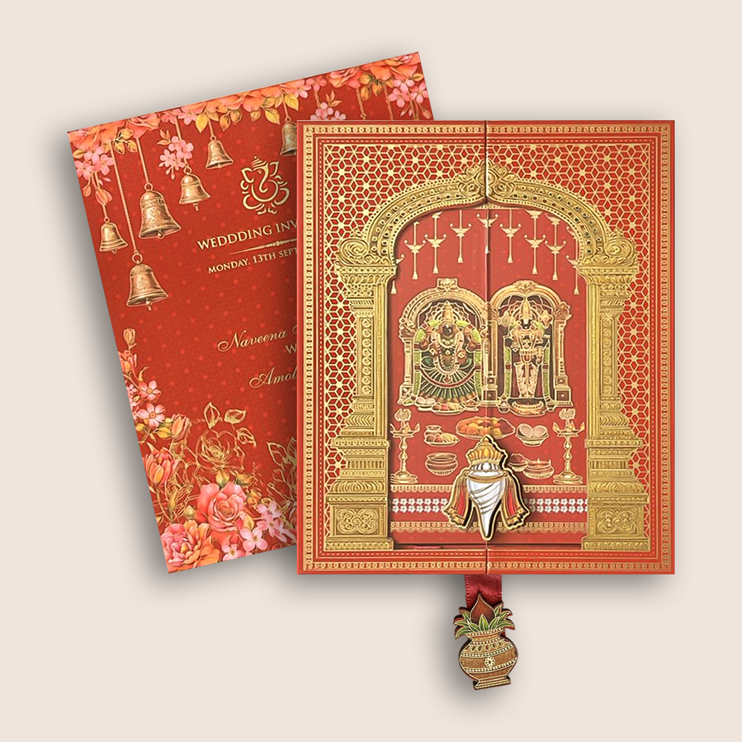Red Balaji Padmavathi Premium Luxury Invitation - KNLW202569