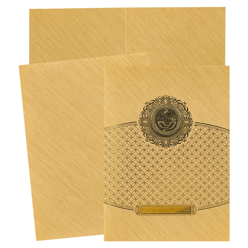 Gold Foiled Simple Wedding Card-KNCM044G