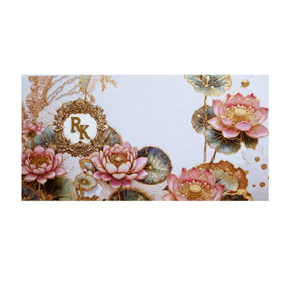 Pastel Lotus Floral Padded Wedding Invitation Card-KPR24720