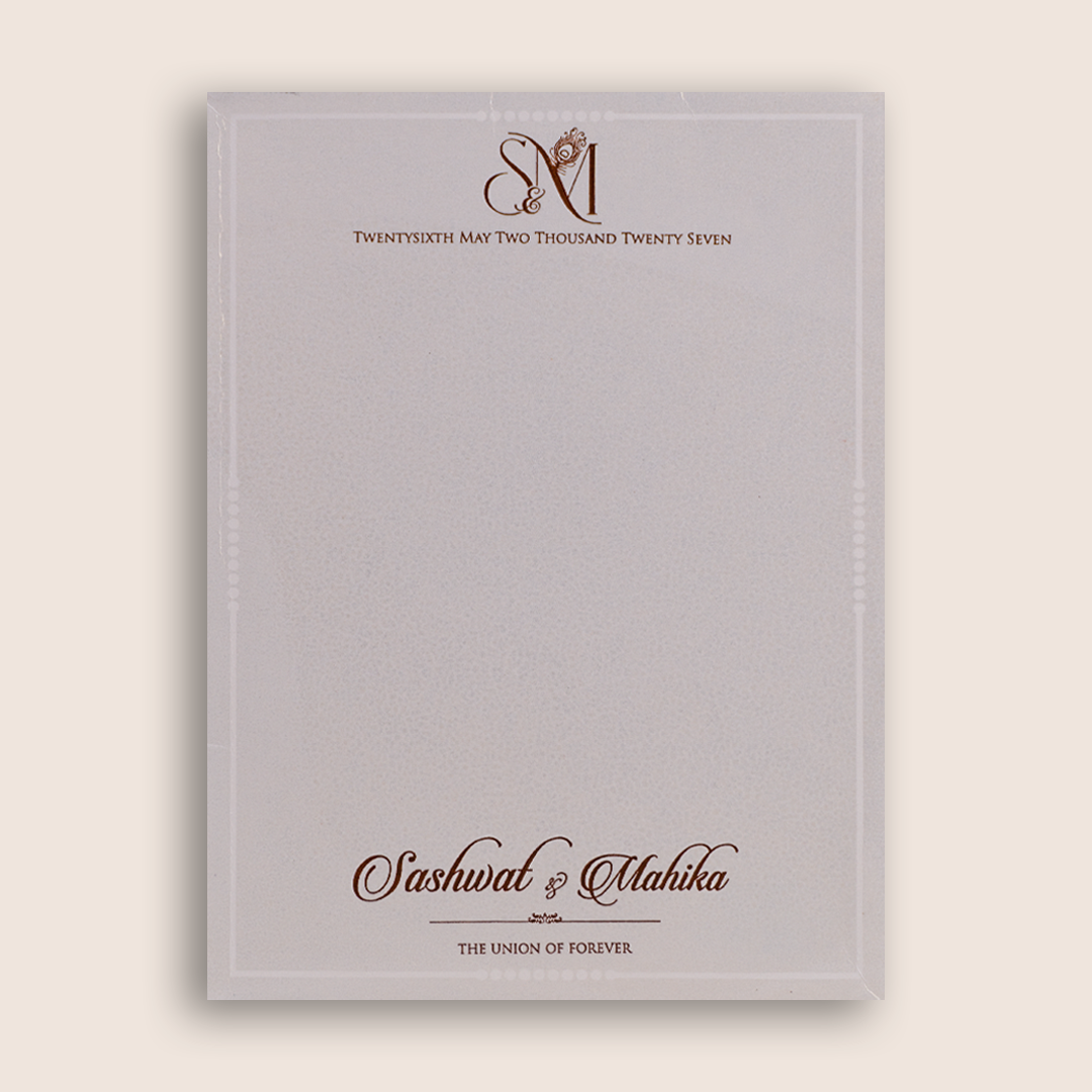 Ivory Embossed Royal Elephant Wedding Invitation Card - KRE29370