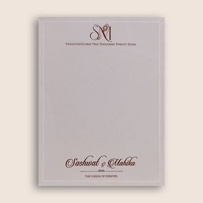 Ivory Embossed Royal Elephant Wedding Invitation Card - KRE29370