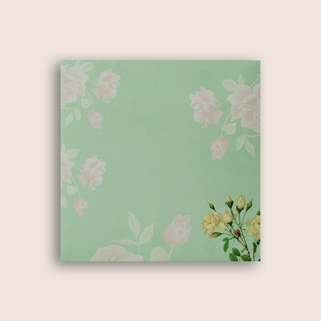 Green Pink Floral Invitation Card-KNKE3304