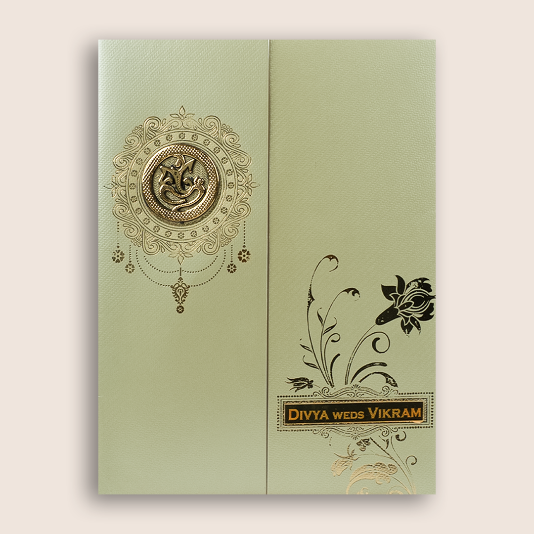 Olive Green Floral Door style Invitation Card - KNK8701LG