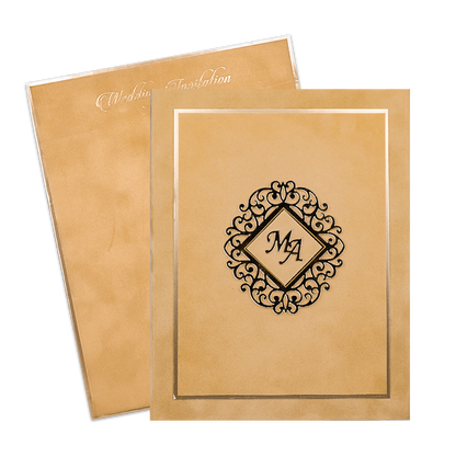 Luxury Gold Monogram Padded Wedding Card-KMMWD1167