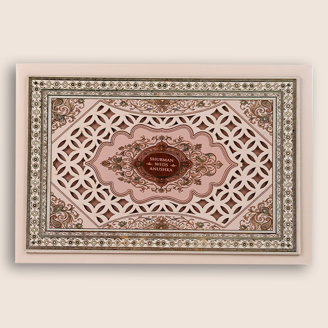 Pink Floral Laser-Cut Padded Wedding Invitation - KRB10850