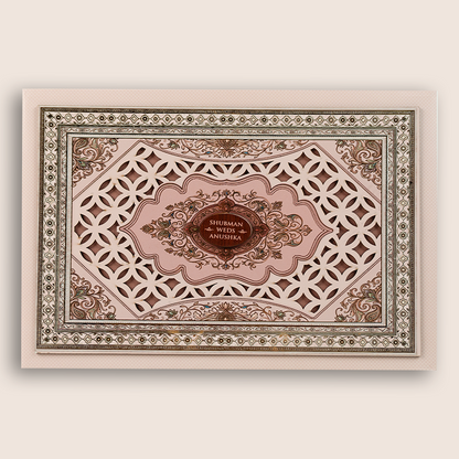 Pink Floral Laser-Cut Padded Wedding Invitation - KRB10850