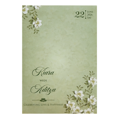 Green Floral Arch Laser-Cut Wedding Card - KFR16130