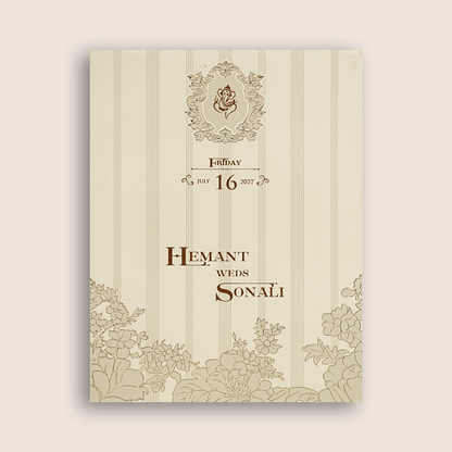 White Elegant Floral Embossed Padded Wedding Card - KPR010180