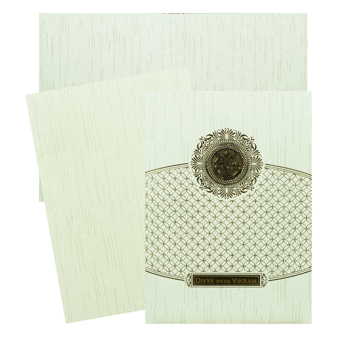 Green Gold Ganesha Wedding Card- KNKR044N