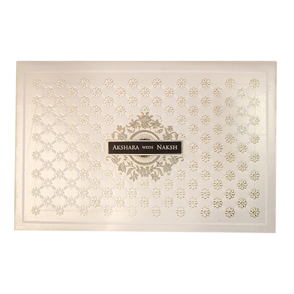 White Floral Padded Wedding Card-KSH73520