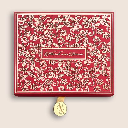 Maroon Premium Floral Luxury Invitation Box - KNLW202557