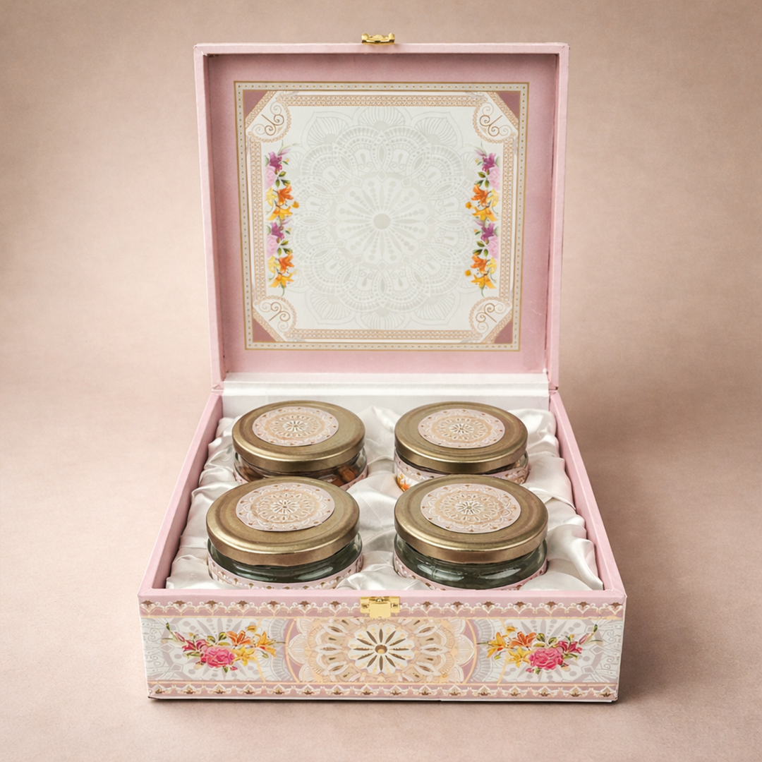 Pastel Peach Mandala Luxury Sweet Jar Box-KBX10105