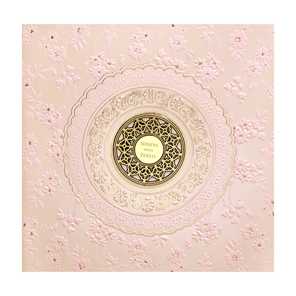 Pink Floral Padded Wedding Card - KMMWD1122