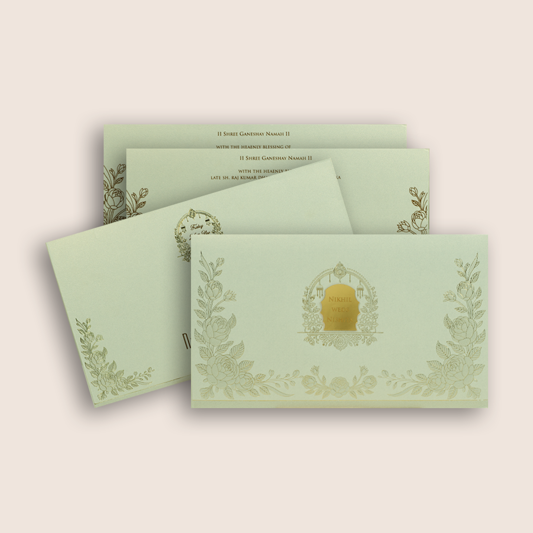 Grey Embossed Floral Invitation Card - KPR07560