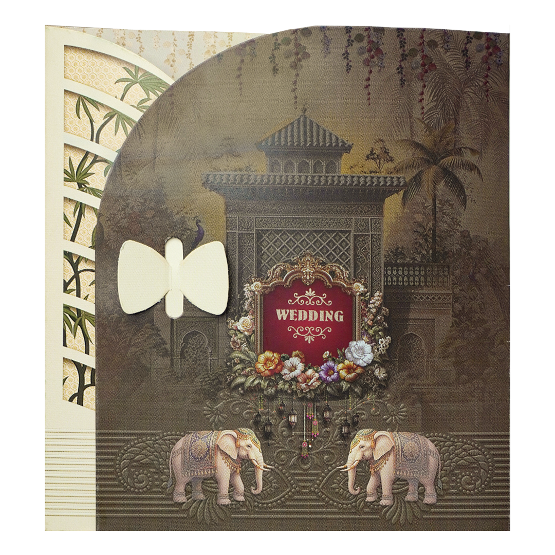 Brown Floral Palace Wedding Card - KNTH9612S