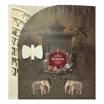 Brown Floral Palace Wedding Card - KNTH9612S