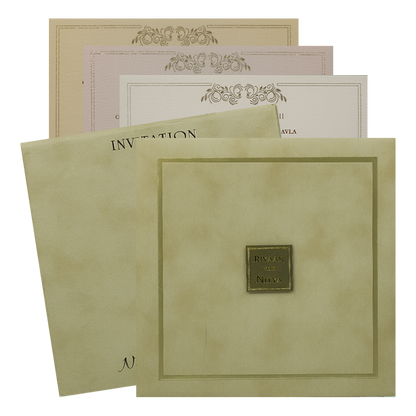 Beige Padded Classic Wedding Card - KRC31500