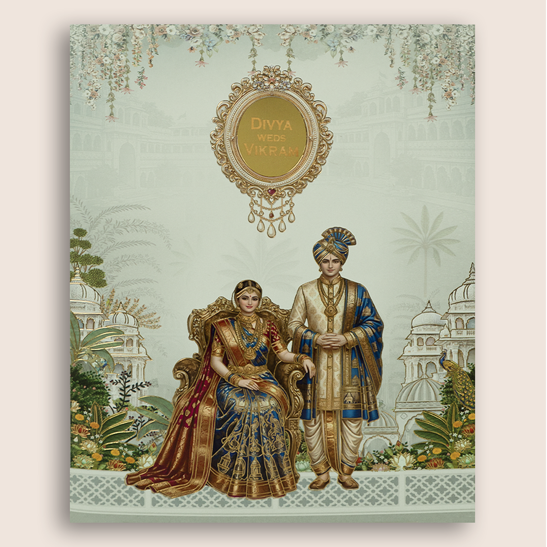 White Bride Groom Wedding Invitation Card - KNKN6326