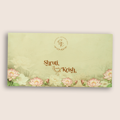Grey Embossed Lotus Flower Wedding Invitation - KVN08030