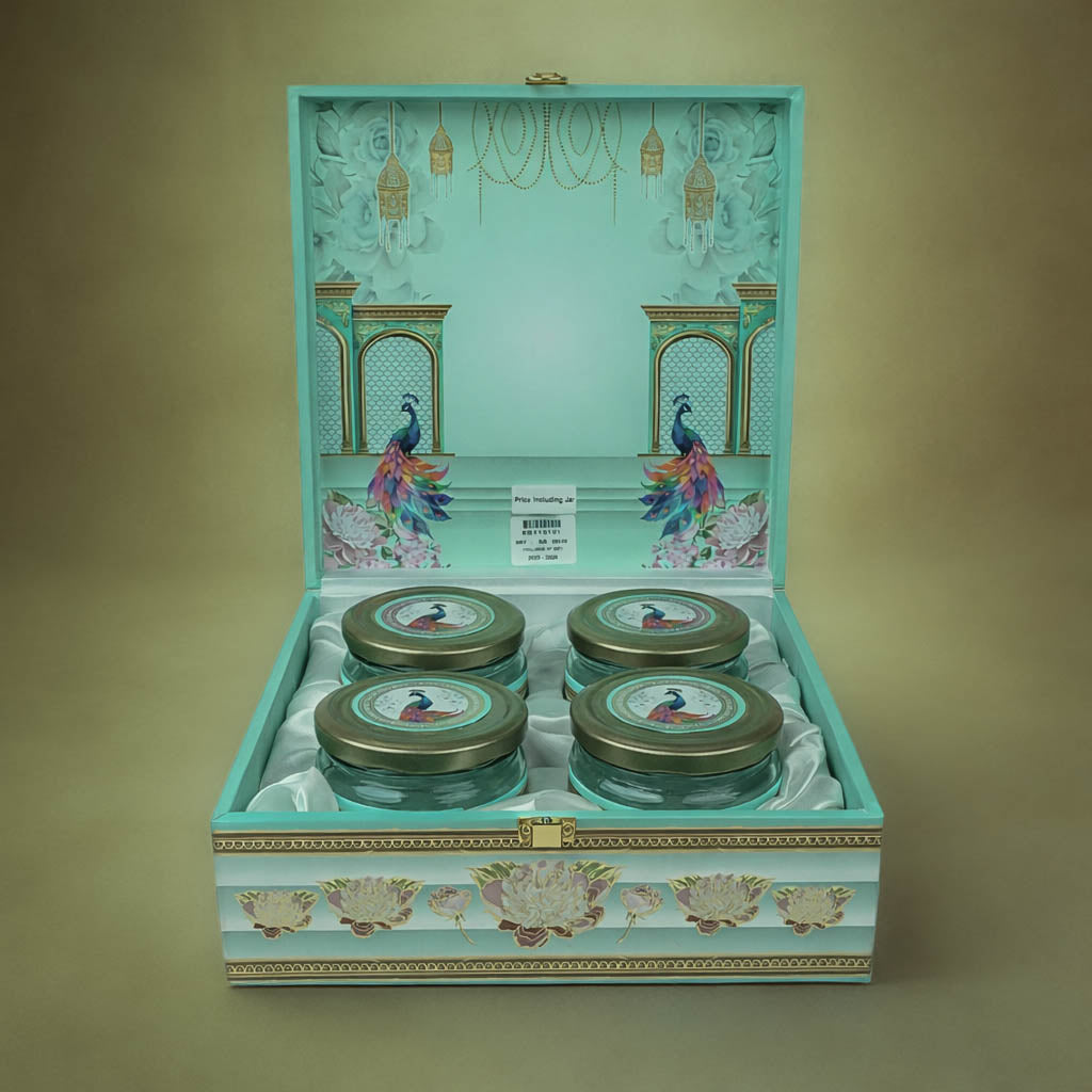 Pastel Blue Peacock Luxury Sweet Jar Box-KBX10101