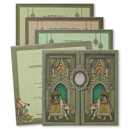 Royal Palace Door Style Padded Wedding Card - KRB09870