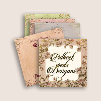 Pastel Pink MDF Laser Cut Wedding Invitation Card -KJTS1808