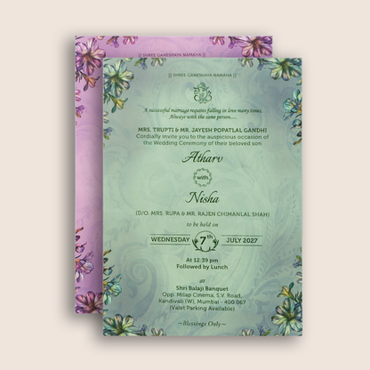 Lavender Floral Door Style Wedding Invitation -  KVN07800