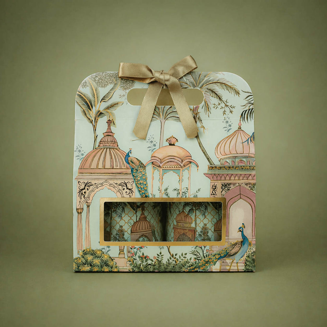 Green Peacock Palace Return Gift Hamper-GNBT9503