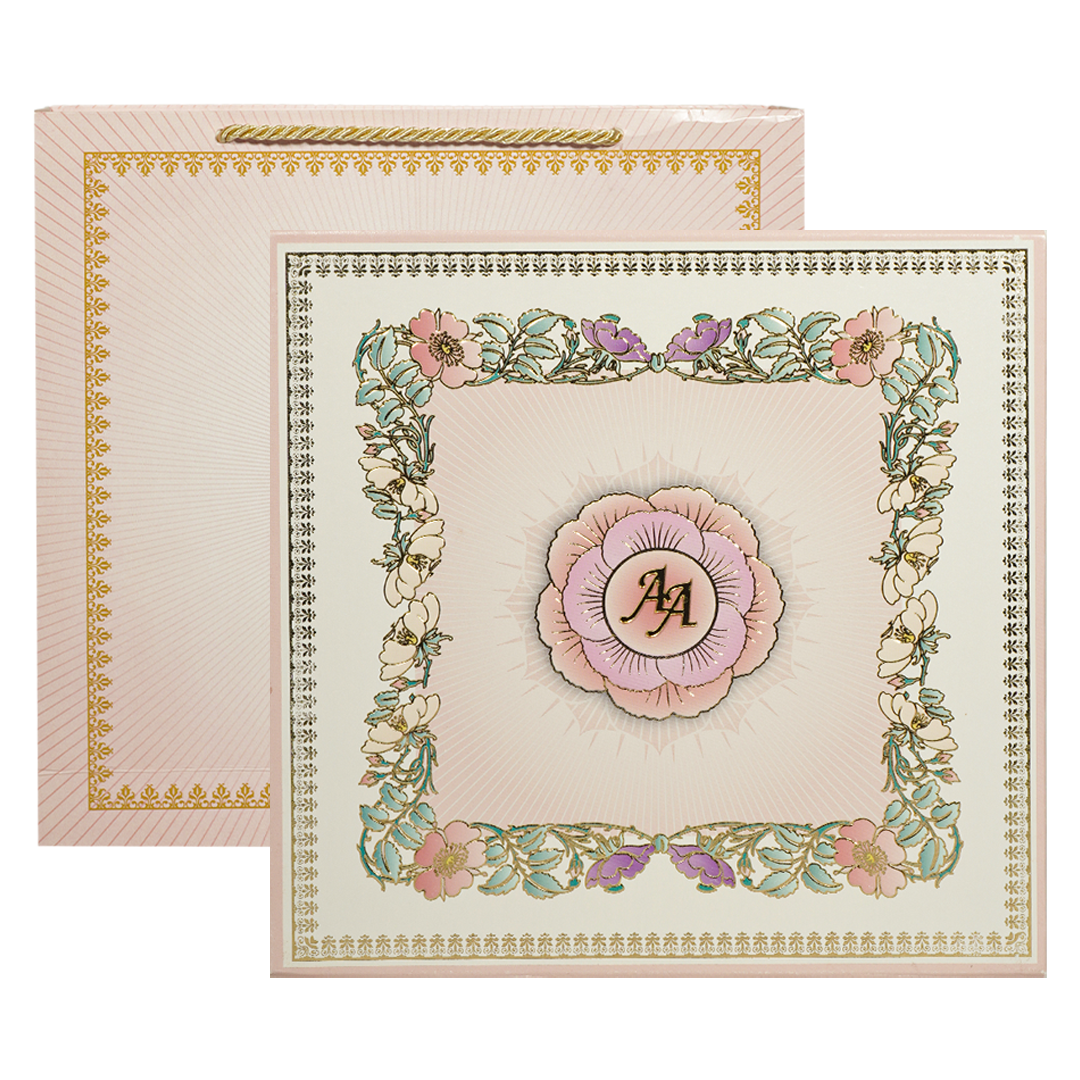Pink Floral Wedding Invitation Box-KMMEX8350