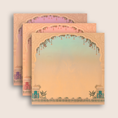 Maroon Jharokha Padded Laser Cut Wedding Card - KAA06250