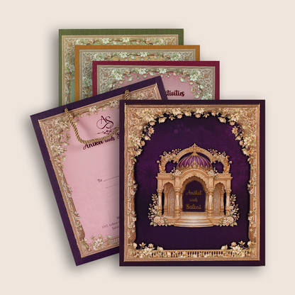 Royal Purple Palace Premium Wedding Invitation Box  - KSI33270