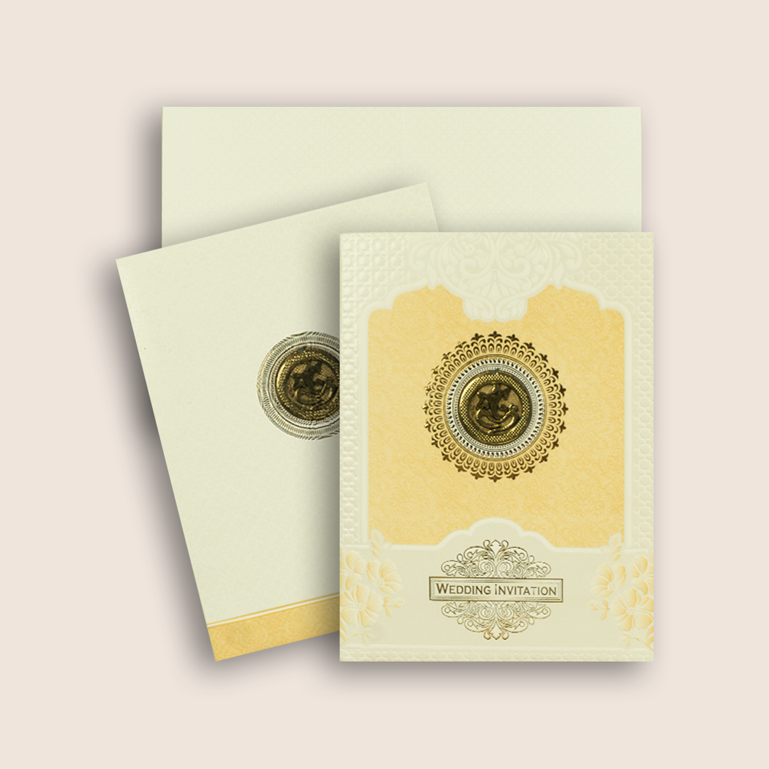 Yellow and White Mandala Wedding Card - KNK7080O