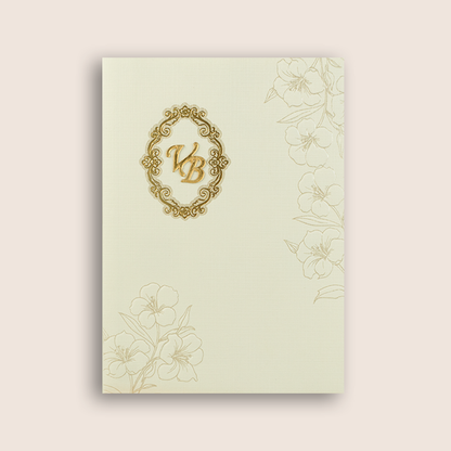 White Embossed Floral Wedding Card - KMARA400