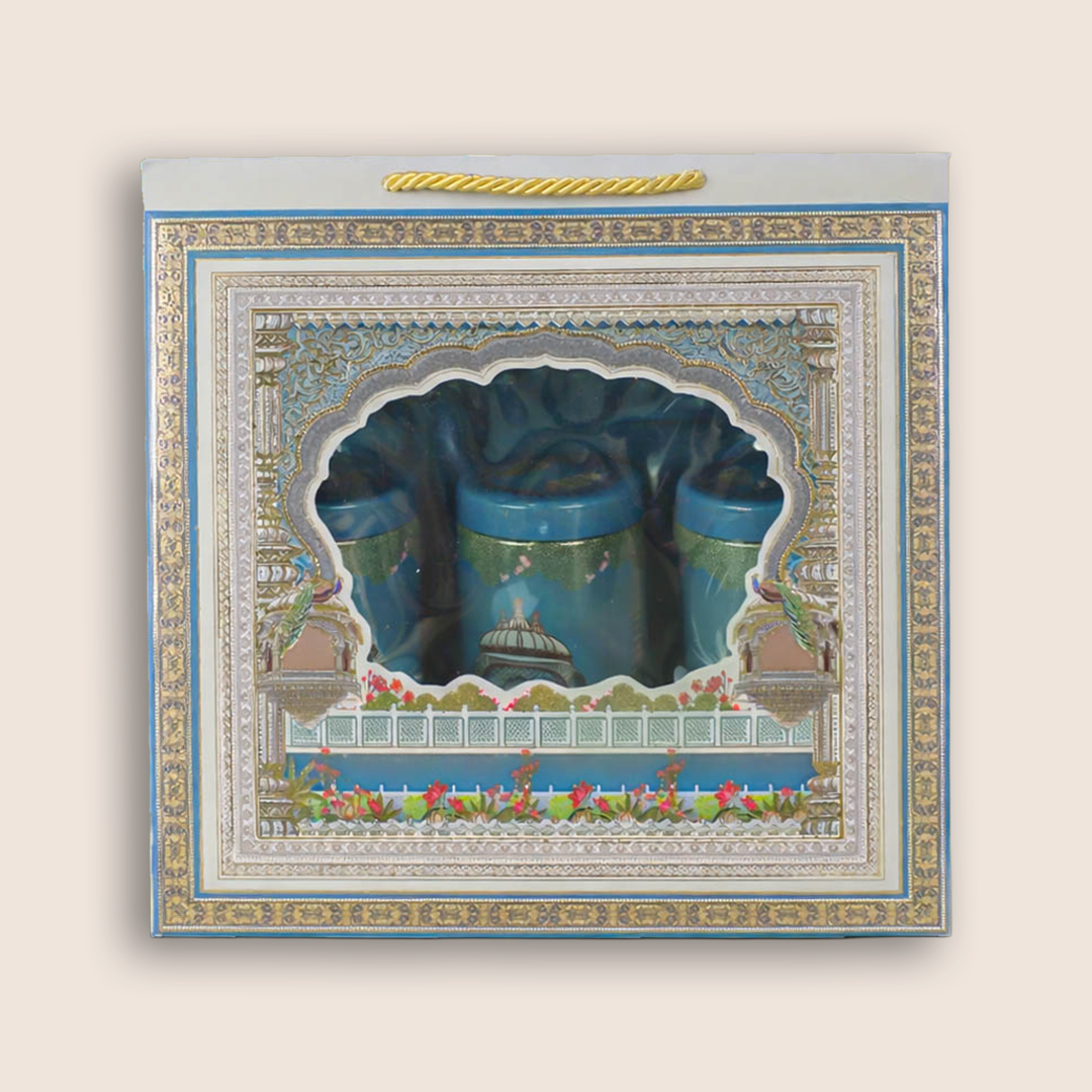 Blue Arch Peacock Palace Return Gift Hamper-GNBT9507