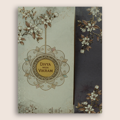 Grey Floral Door Style Wedding Invitation - KNKM8207