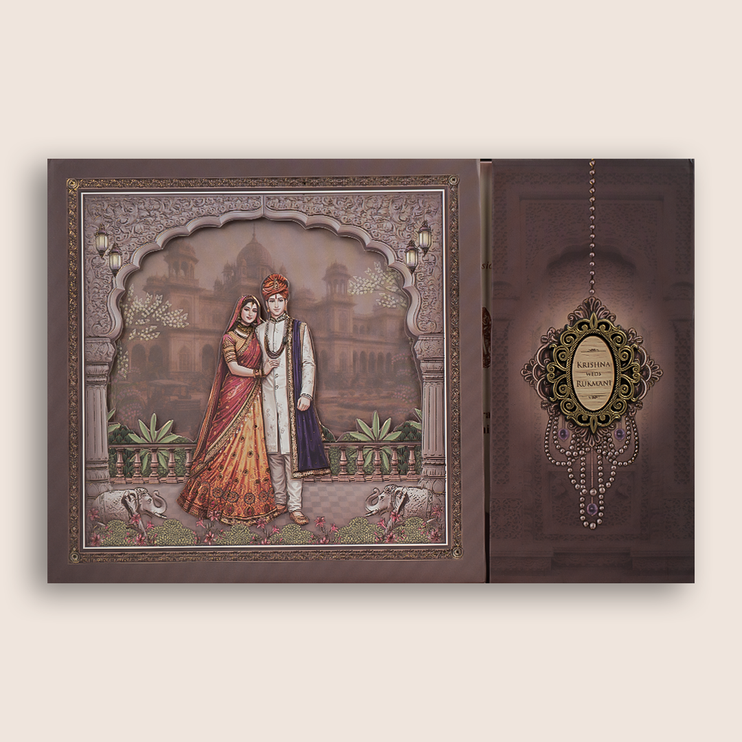 Warm Pink Floral Padded Invitation card - KJTS1918