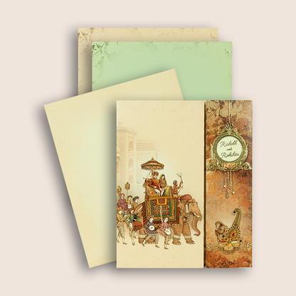 Brown Royal Baraat Padded Door Style Wedding Card - KAA05620