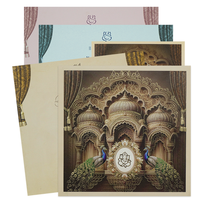 Brown Padded Royal Palace Wedding Card-KRC31200