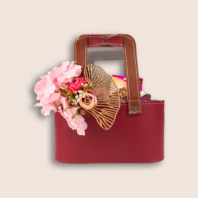 Red Elegant Floral Gift Hamper Bag - KLGH0170