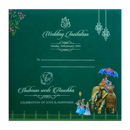 Royal Theme Padded Embossed Wedding Invitation Card-KRB09730