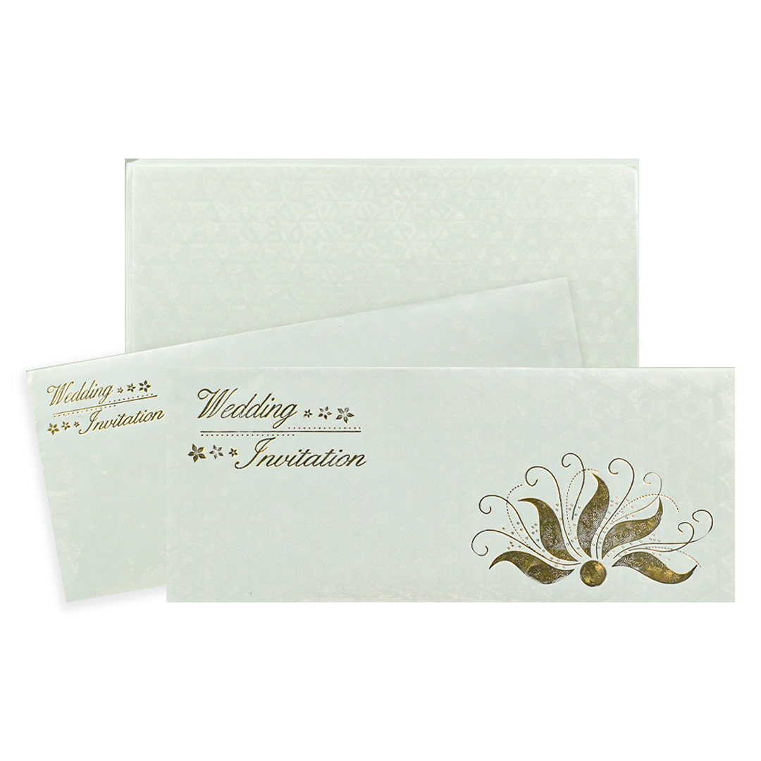White Gold Foil Floral Wedding Card-KNK3686