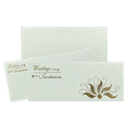 White Gold Foil Floral Wedding Card-KNK3686