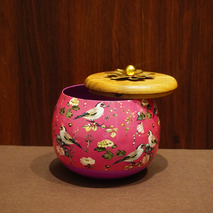 Pink Floral Hand Painted Big Jar-King of Cards