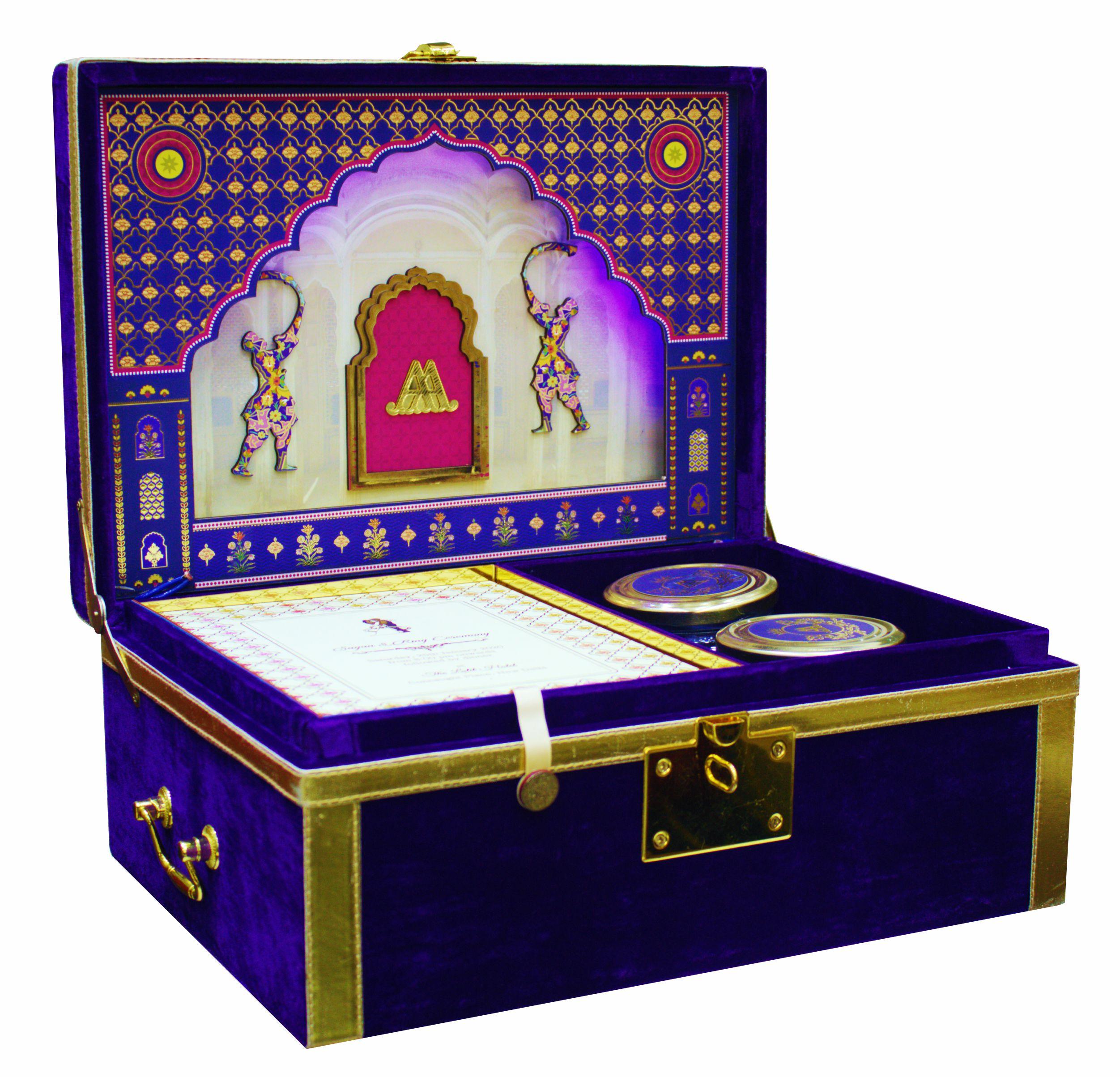 Violet Ultra Premium Velvet Invitation Box With Scodix Print-KNKUP010