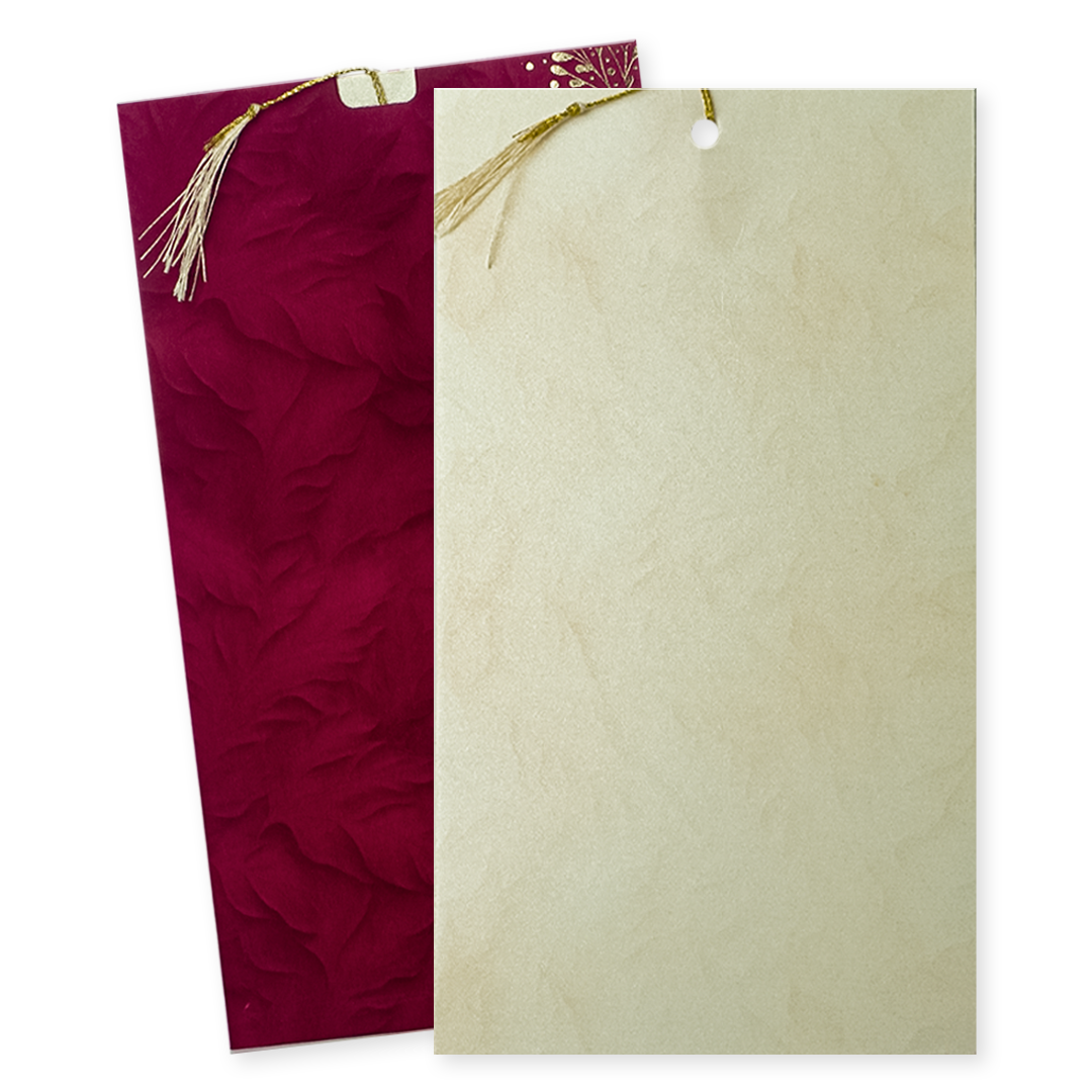 Maroon Floral Single Sheet Wedding Card-KNPD1252